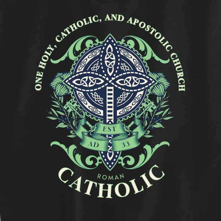 Roman Catholic One Holy Apostolic Cross Gift Kids Sweatshirt