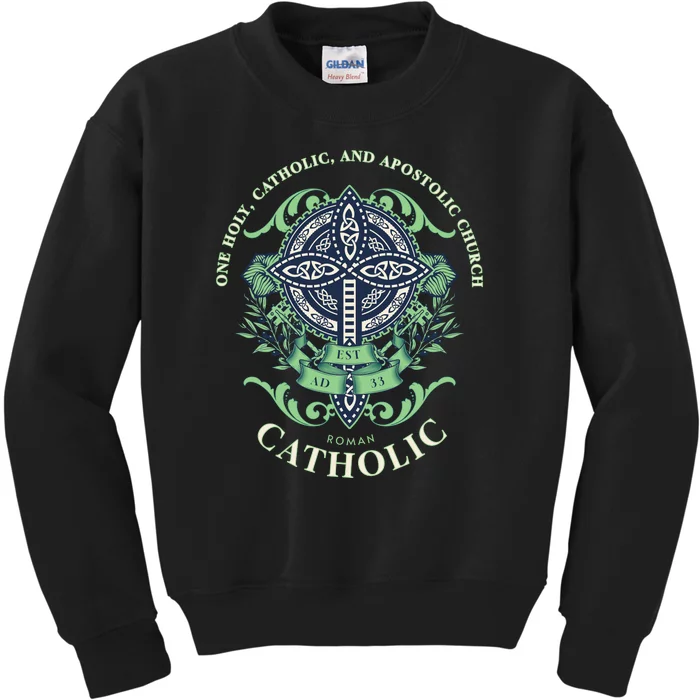 Roman Catholic One Holy Apostolic Cross Gift Kids Sweatshirt