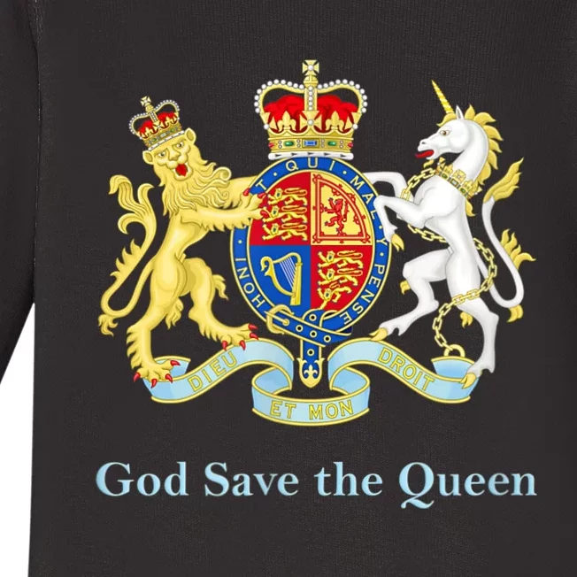 Royal Coat Of Arms, God Save The Queen Baby Long Sleeve Bodysuit