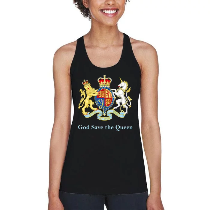 Royal Coat Of Arms, God Save The Queen Women's Racerback Tank