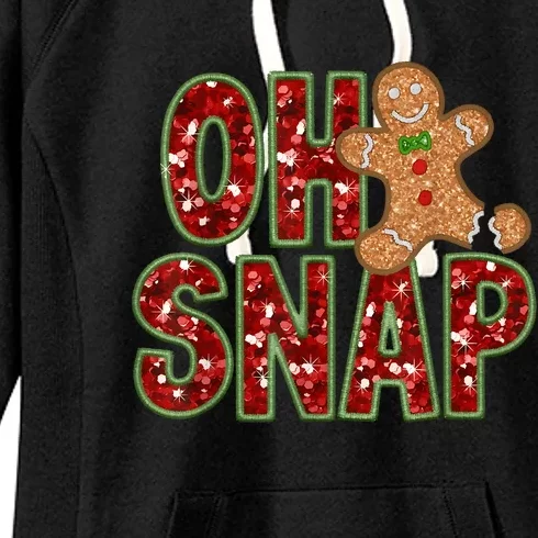 Red Cheerful Oh Snap Gingerbread Christmas Cute Xmas Women's Fleece Hoodie