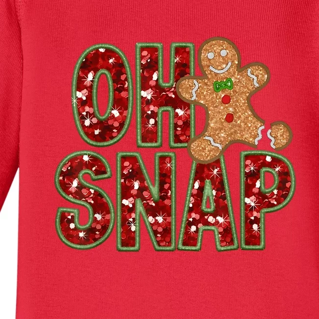 Red Cheerful Oh Snap Gingerbread Christmas Cute Xmas Baby Long Sleeve Bodysuit