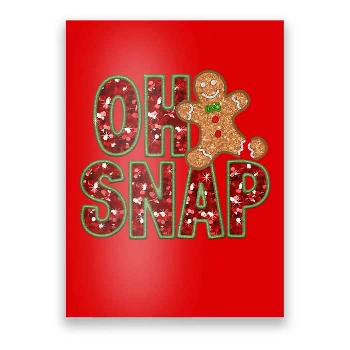 Red Cheerful Oh Snap Gingerbread Christmas Cute Xmas Poster