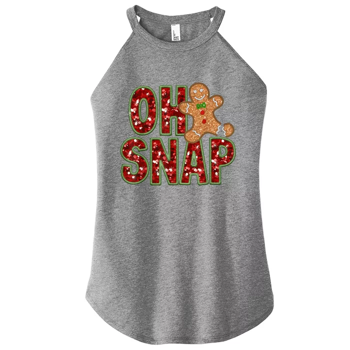 Red Cheerful Oh Snap Gingerbread Christmas Cute Xmas Women’s Perfect Tri Rocker Tank