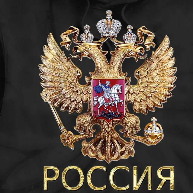 Russia Coat Of Arms Russian Flag In Russian Language Tie Dye Hoodie