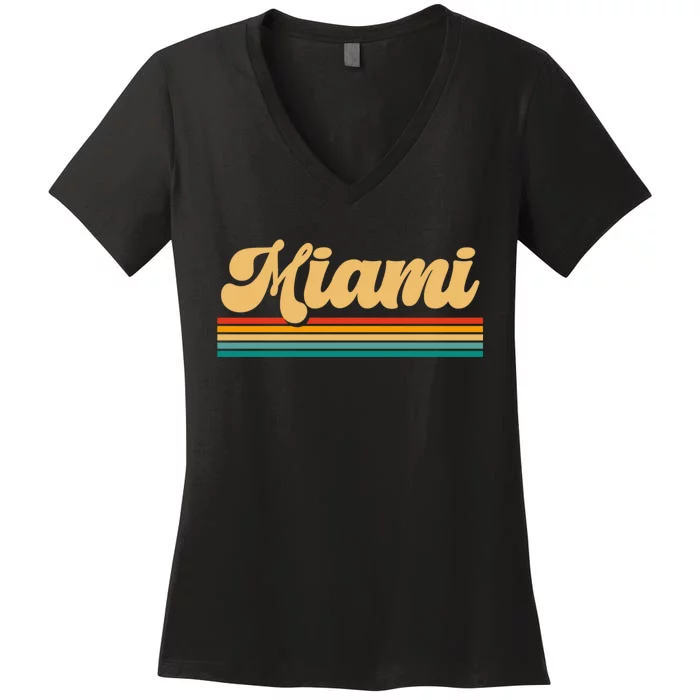 Retro City Of Miami Florida Women's V-Neck T-Shirt