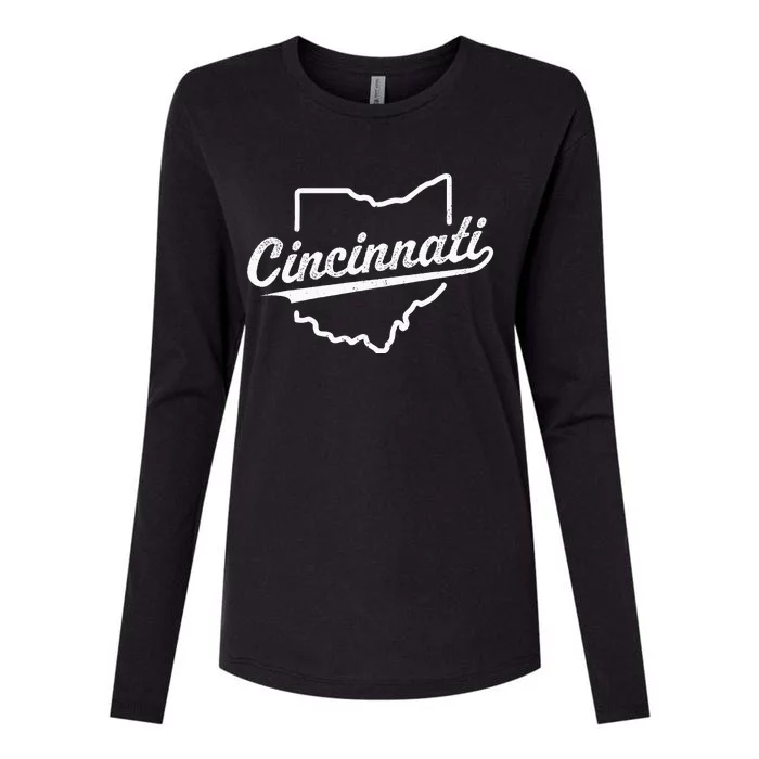 Retro Cincinnati Ohio 1788 Vintage Script Throwback Womens Cotton Relaxed Long Sleeve T-Shirt