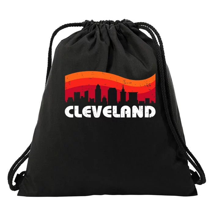 Retro Cleveland Ohio City Skyline Vintage CLE Souvenir Drawstring Bag