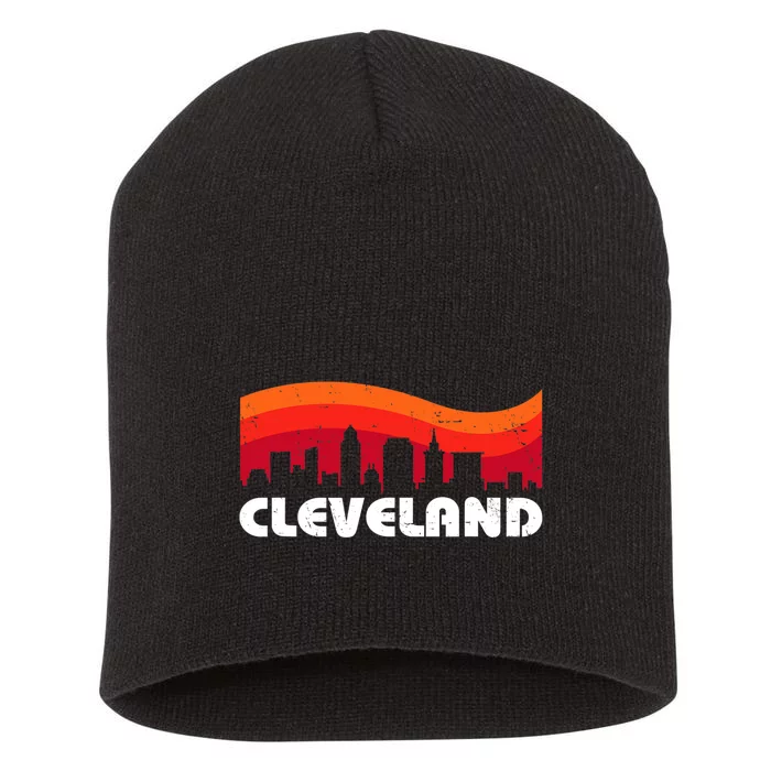 Retro Cleveland Ohio City Skyline Vintage CLE Souvenir Short Acrylic Beanie