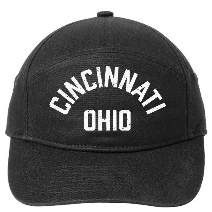 Retro Cincinnati Ohio Arched Text Vintage Souvenir Boy Girl 7-Panel Snapback Hat