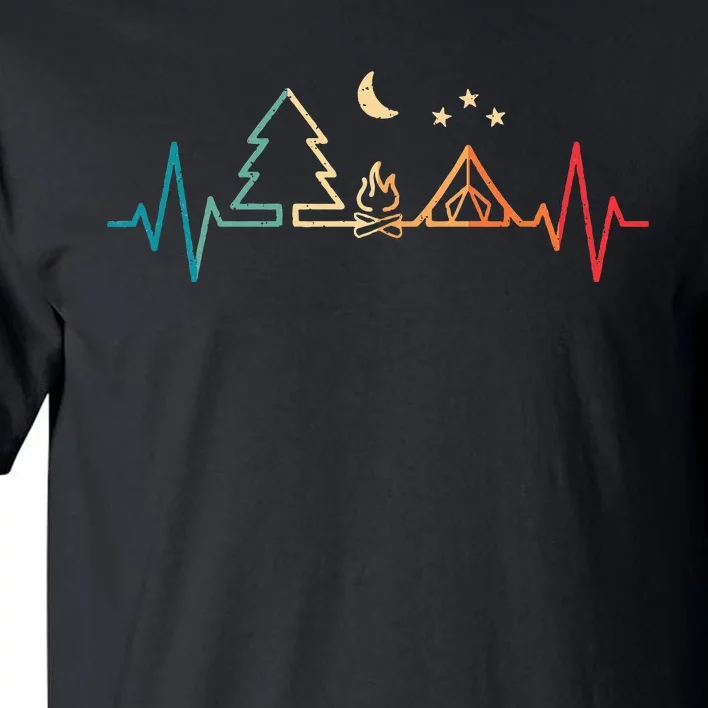 Retro Camping Outdoor Heartbeat Nature Camper Hiking Tall T-Shirt