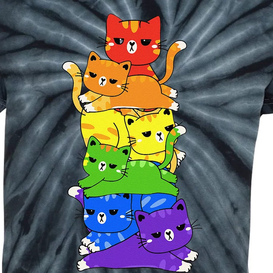 Rainbow Cats Pride Month Lgbt Lgbtq Kids Tie-Dye T-Shirt