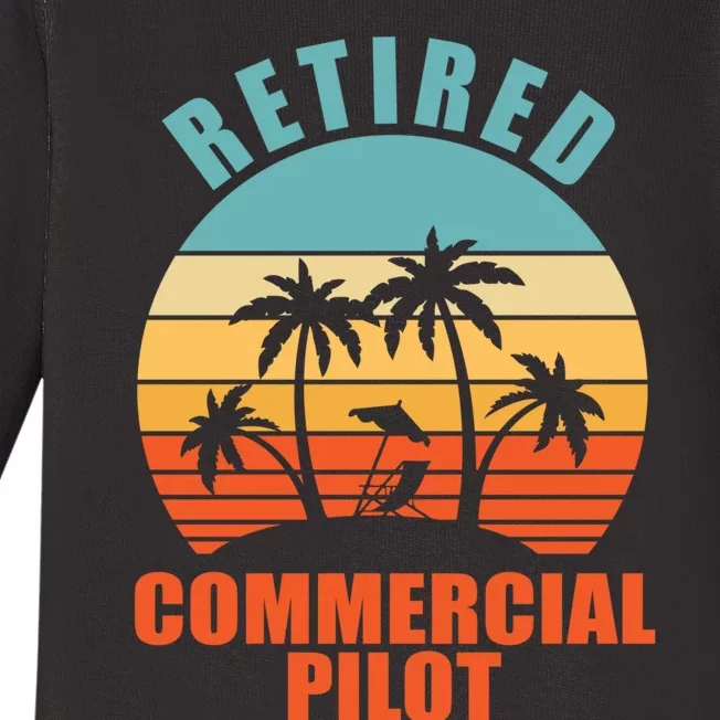 Retired Commercial Pilot, Funny Happy Retirement Baby Long Sleeve Bodysuit