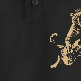 Rock Cat Playing Guitar Dry Zone Grid Performance Polo