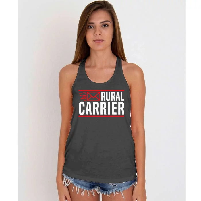 Rural Carrier Postal Worker Mailman Delivery Mail Escort Women's Knotted Racerback Tank