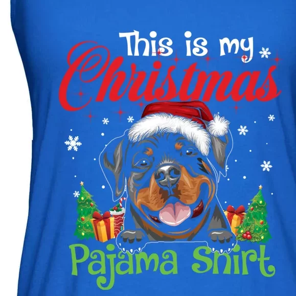 Rottweiler Christmas Pajama Gift Funny Dog Lover Xmas Gift Ladies Essential Flowy Tank