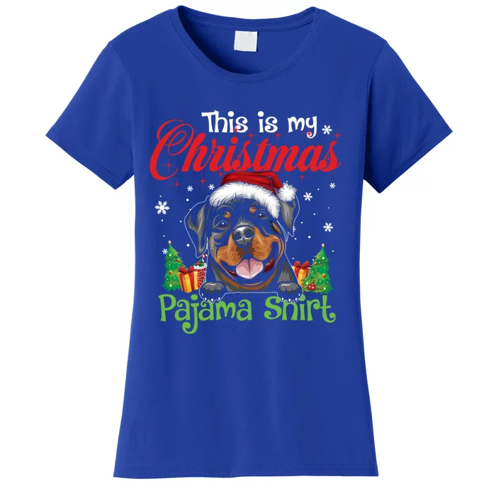 Rottweiler Christmas Pajama Gift Funny Dog Lover Xmas Gift Women's T-Shirt