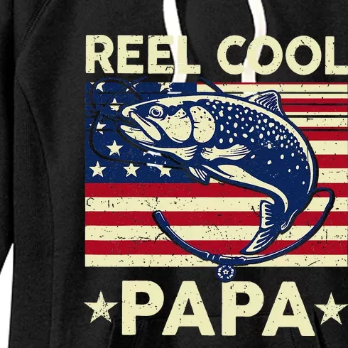 Reel Cool Papa Fathers Day Trout Fishing Gift Dad Grandpa Women's Fleece Hoodie