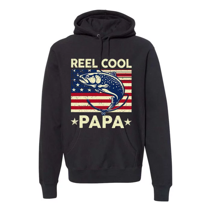 Reel Cool Papa Fathers Day Trout Fishing Gift Dad Grandpa Premium Hoodie