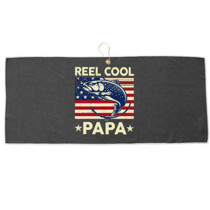 Reel Cool Papa Fathers Day Trout Fishing Gift Dad Grandpa Large Microfiber Waffle Golf Towel