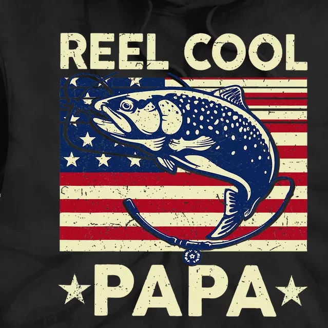 Reel Cool Papa Fathers Day Trout Fishing Gift Dad Grandpa Tie Dye Hoodie