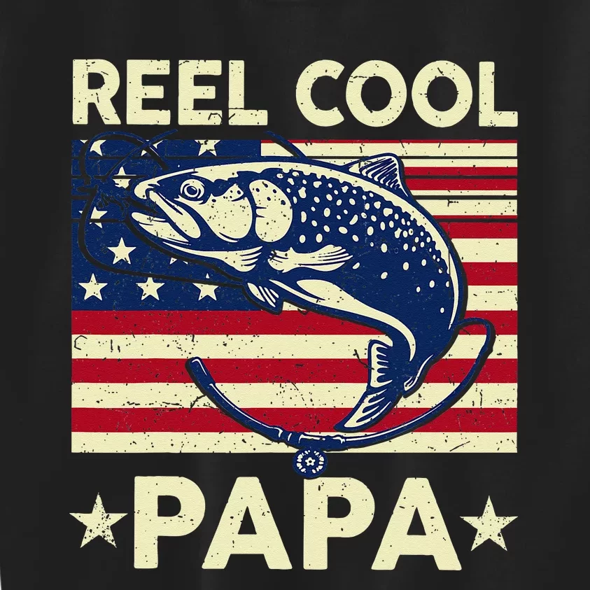 Reel Cool Papa Fathers Day Trout Fishing Gift Dad Grandpa Kids Sweatshirt