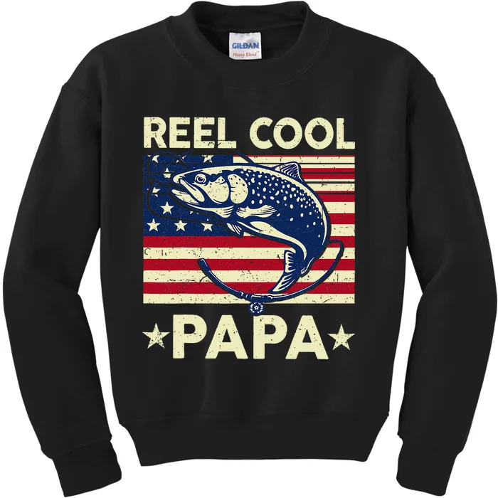 Reel Cool Papa Fathers Day Trout Fishing Gift Dad Grandpa Kids Sweatshirt