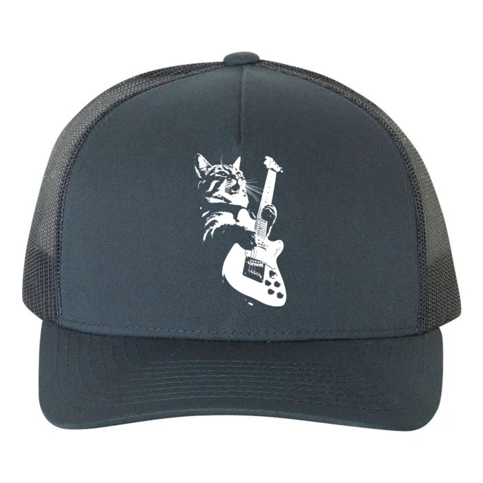 Rock Cat Playing Guitar Funny Guitar Cat Yupoong Adult 5-Panel Trucker Hat