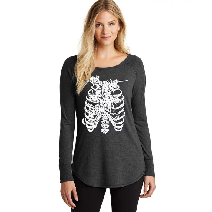 Ribcage Cats Pastel Goth Alt Clothes Aesthetic Egirl Women's Perfect Tri Tunic Long Sleeve Shirt