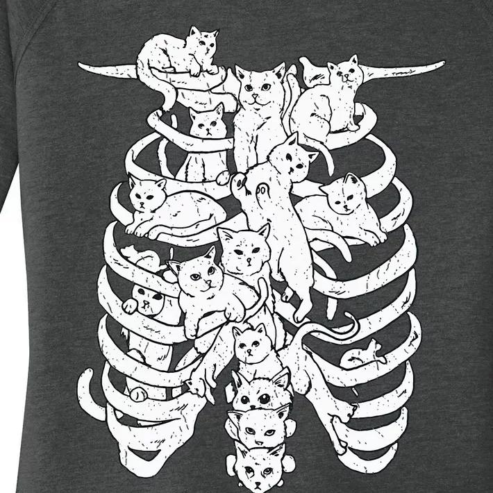 Ribcage Cats Pastel Goth Alt Clothes Aesthetic Egirl Women's Perfect Tri Tunic Long Sleeve Shirt