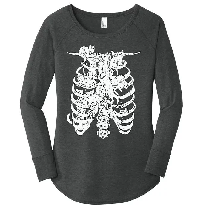 Ribcage Cats Pastel Goth Alt Clothes Aesthetic Egirl Women's Perfect Tri Tunic Long Sleeve Shirt