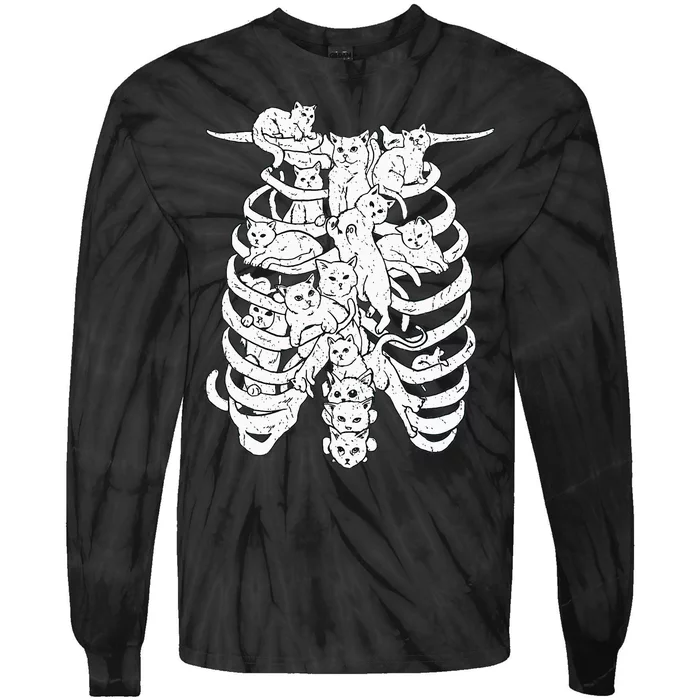 Ribcage Cats Pastel Goth Alt Clothes Aesthetic Egirl Tie-Dye Long Sleeve Shirt