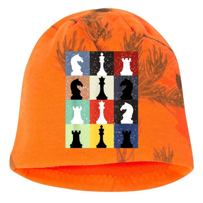 Retro Chess Player Shirt Gift Vintage Chess Pieces Kati - Camo Knit Beanie