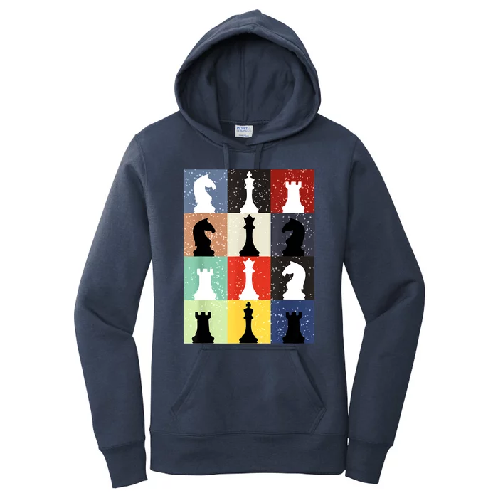 Retro Chess Player Shirt Gift Vintage Chess Pieces Women's Pullover Hoodie