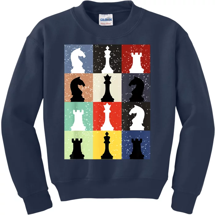 Retro Chess Player Shirt Gift Vintage Chess Pieces Kids Sweatshirt