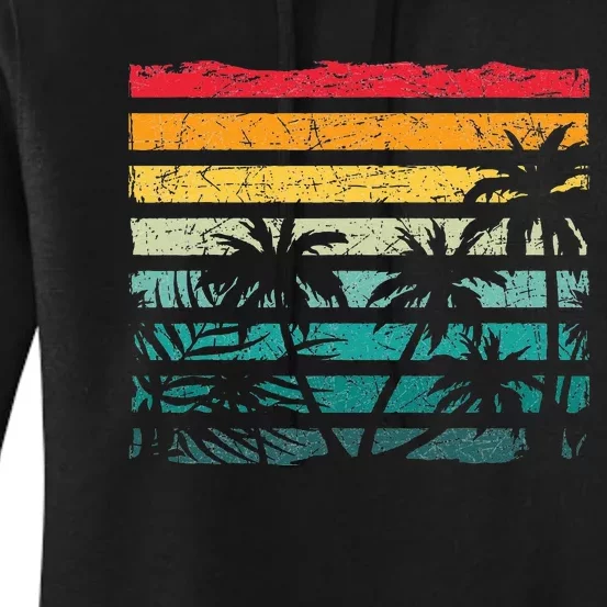 Retro Coconut Palm Trees Beach Exotic Tropical Summer Women's Pullover Hoodie