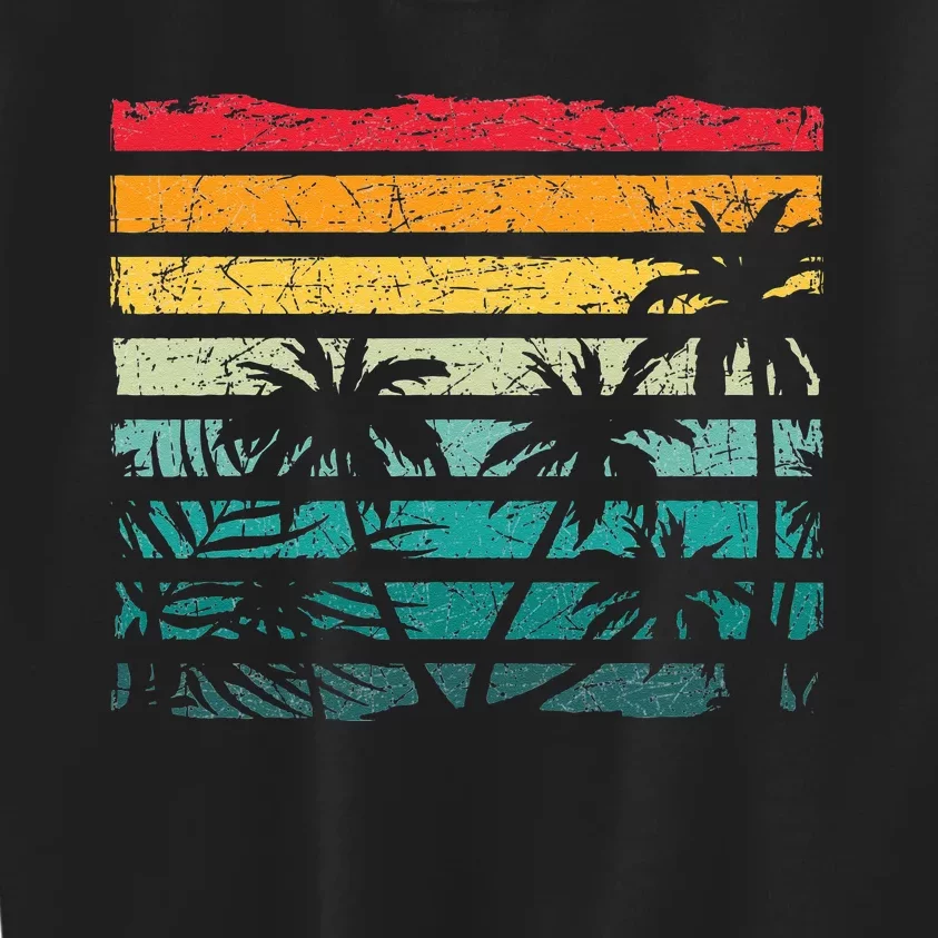 Retro Coconut Palm Trees Beach Exotic Tropical Summer Kids Sweatshirt