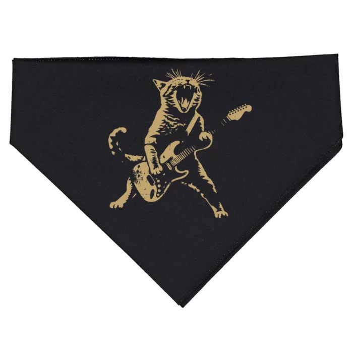 Rock Cat Playing Guitar Cat USA-Made Doggie Bandana