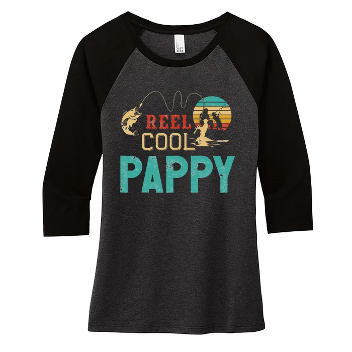 Reel Cool Pappy Vintage Funny Fishing Rod Gifts For Pappy Women's Tri-Blend 3/4-Sleeve Raglan Shirt