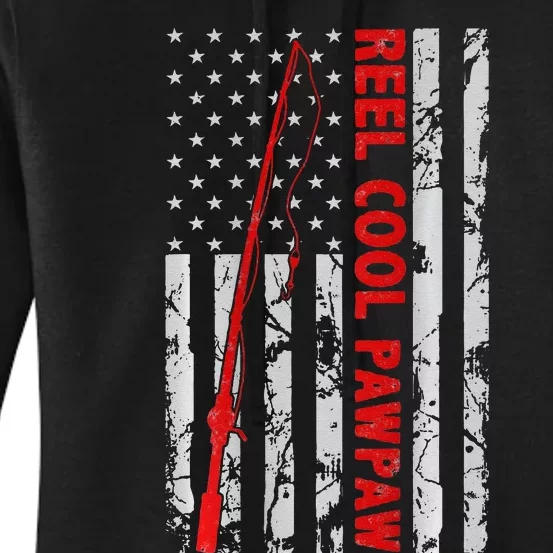 Reel Cool Pawpaw Fishing American Flag Gift For Fisherman Women's Pullover Hoodie