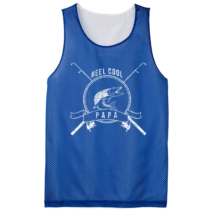 Reel Cool Papa Grandpa Fishing Gift Mesh Reversible Basketball Jersey Tank