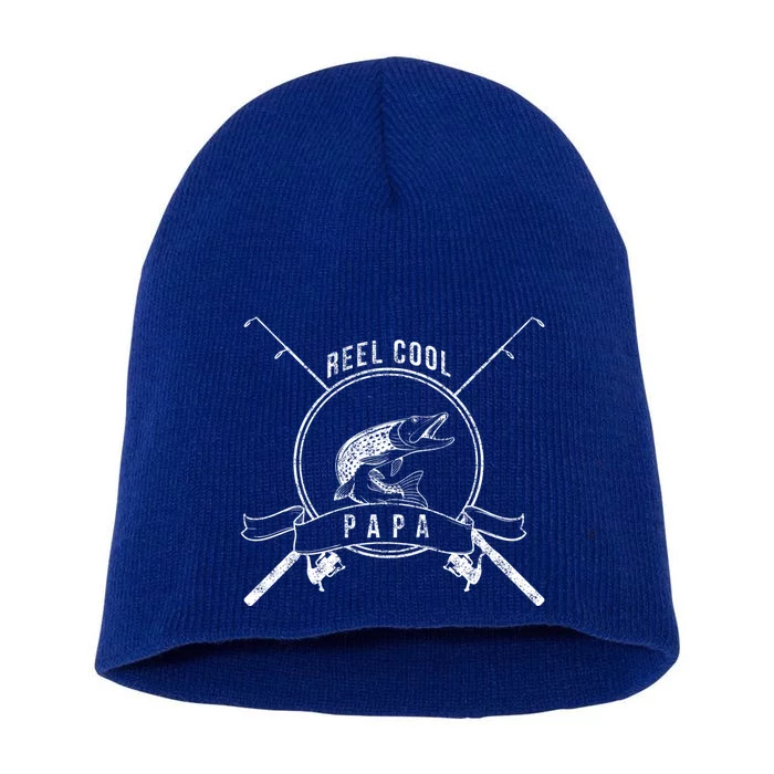 Reel Cool Papa Grandpa Fishing Gift Short Acrylic Beanie