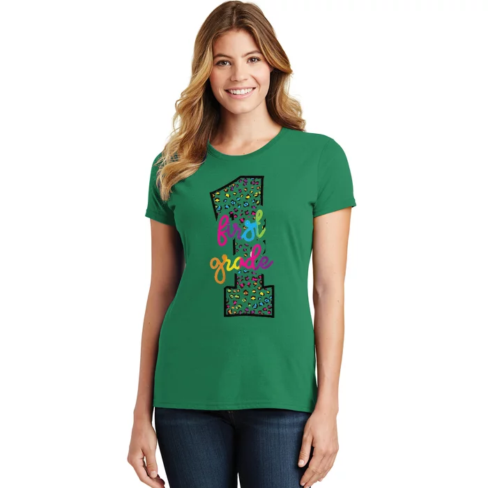 Rainbow Cheetah Print First Grade Women's T-Shirt