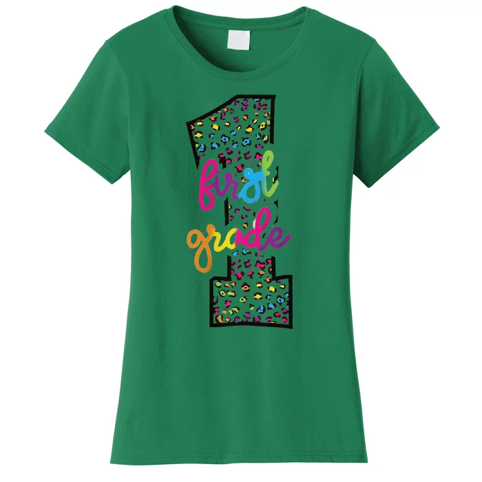 Rainbow Cheetah Print First Grade Women's T-Shirt