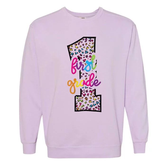 Rainbow Cheetah Print First Grade Garment-Dyed Sweatshirt