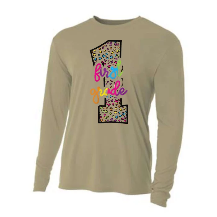 Rainbow Cheetah Print First Grade Cooling Performance Long Sleeve Crew