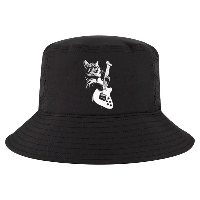 Rock Cat Playing Guitar  Funny Guitar Cat Cool Comfort Performance Bucket Hat