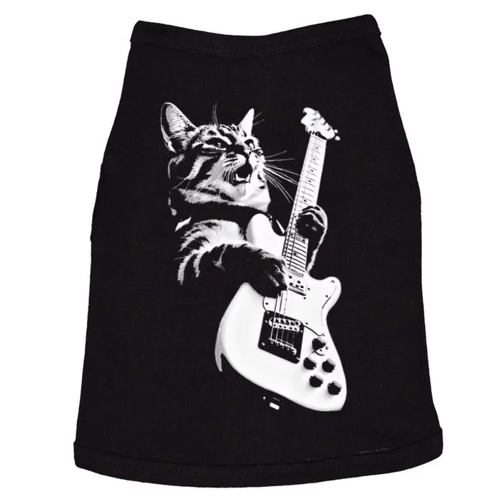 Rock Cat Playing Guitar  Funny Guitar Cat Doggie Tank