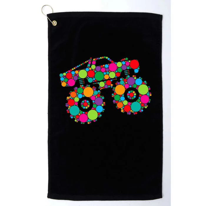 Retro Colorful Polka Dots Monster Truck Happy Dot Day Platinum Collection Golf Towel