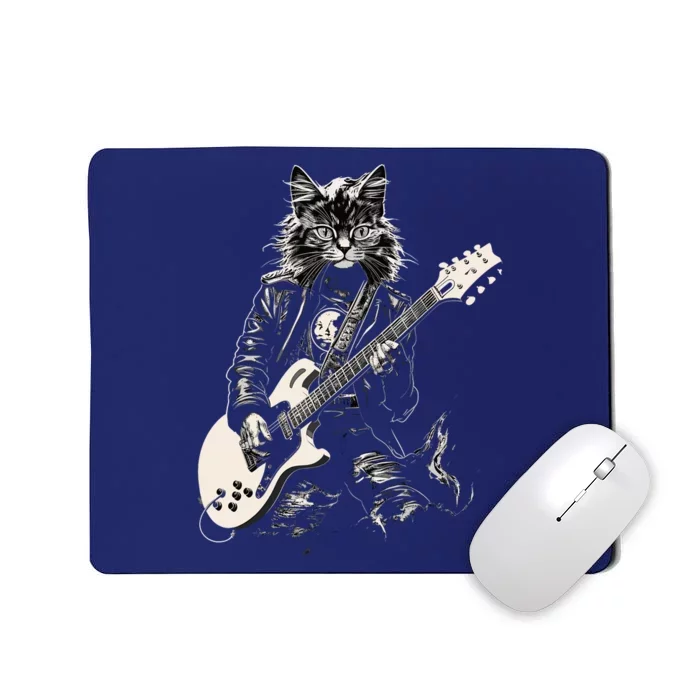 Rock Cat Playing Guitar Cat Funny Guitar Cat Kitty Mousepad